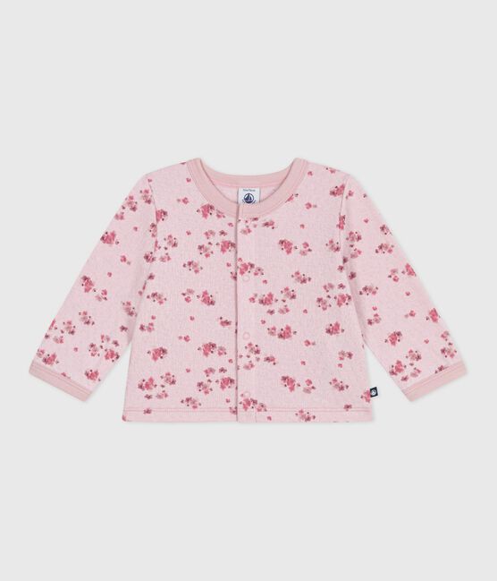 Babies' floral-print cotton cardigan JOLI pink/MULTICO white