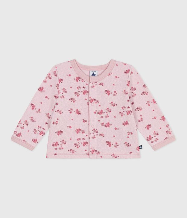 Babies' floral-print cotton cardigan pink/multicolor