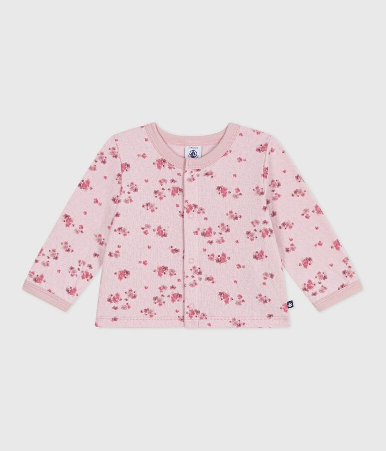 Babies' floral-print cotton cardigan pink/multicolor