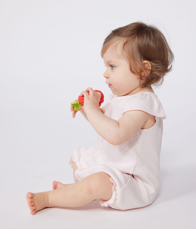 Babies' short plain cotton jumpsuit FLEUR pink