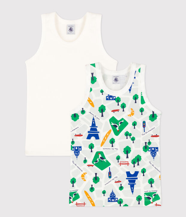 Children's Paris Cotton Vest Tops - 2-Pack multicolor