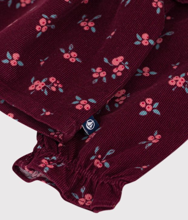 Babies' long-sleeved floral-print velour blouse red/multicolor