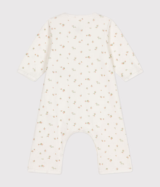 Babies' footless cotton bodyjama MARSHMALLOW white/MULTICO white