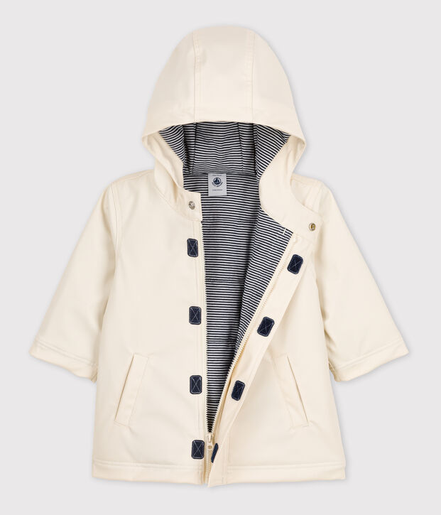 Babies' Quilted Recycled Warm Raincoat Ecru