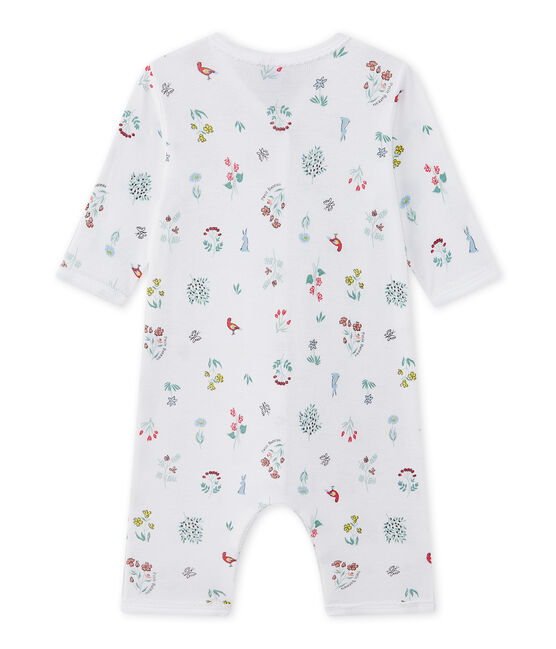 Baby girl's print footless sleepsuit ECUME white/MULTICO white