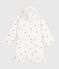 Children's cotton terry bathrobe with embroidered hearts MARSHMALLOW white/TERKUIT red