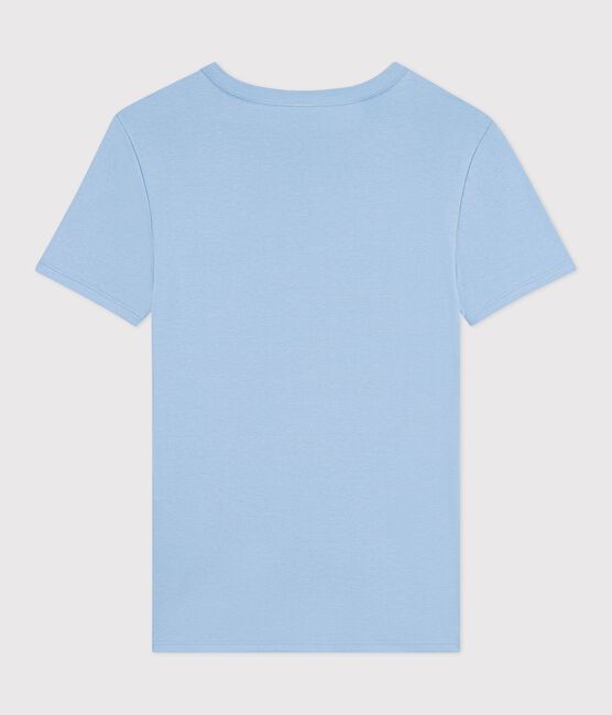 Women's short-sleeved plain cotton T-shirt FLO blue