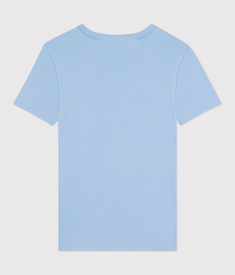 Women's short-sleeved plain cotton T-shirt blue