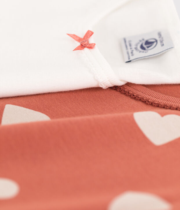 Girls' Heart Patterned Short-Sleeved Cotton T-Shirt - 2-Pack multicolor