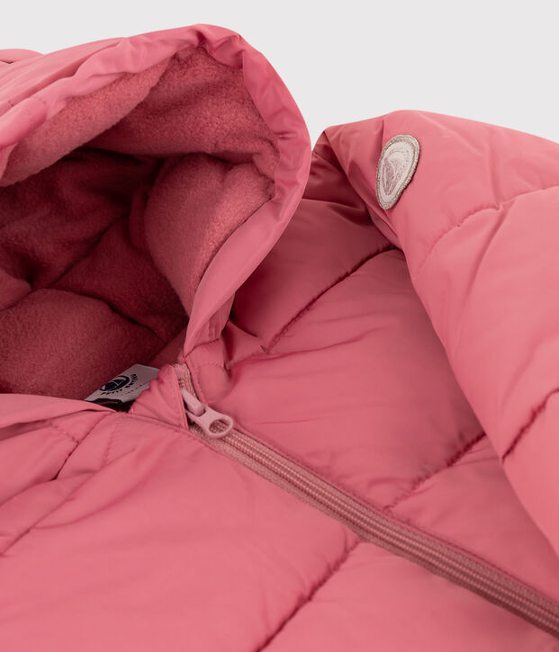 Baby girl's plain quilted puffer jacket pink