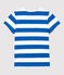 Girls' Short-Sleeved Cotton T-Shirt RUISSEAU blue/MARSHMALLOW white