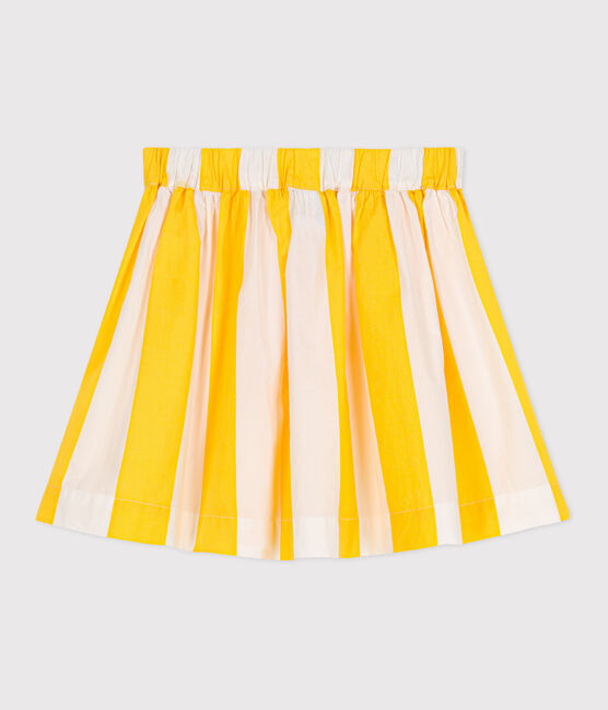 Children's stripy cotton skirt MARSHMALLOW white/ORGE