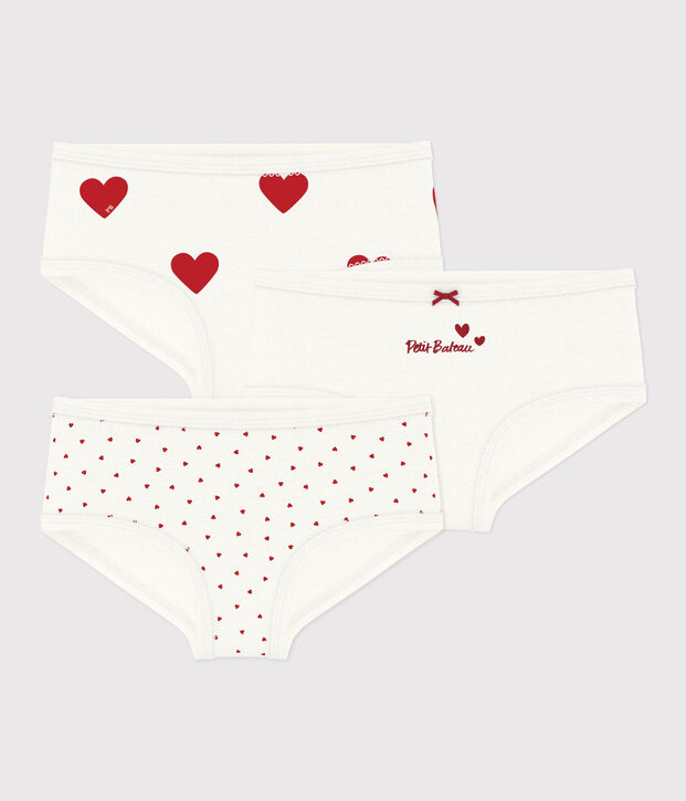 Children's high-waisted cotton heart pattern knickers - 3-Pack multicolor