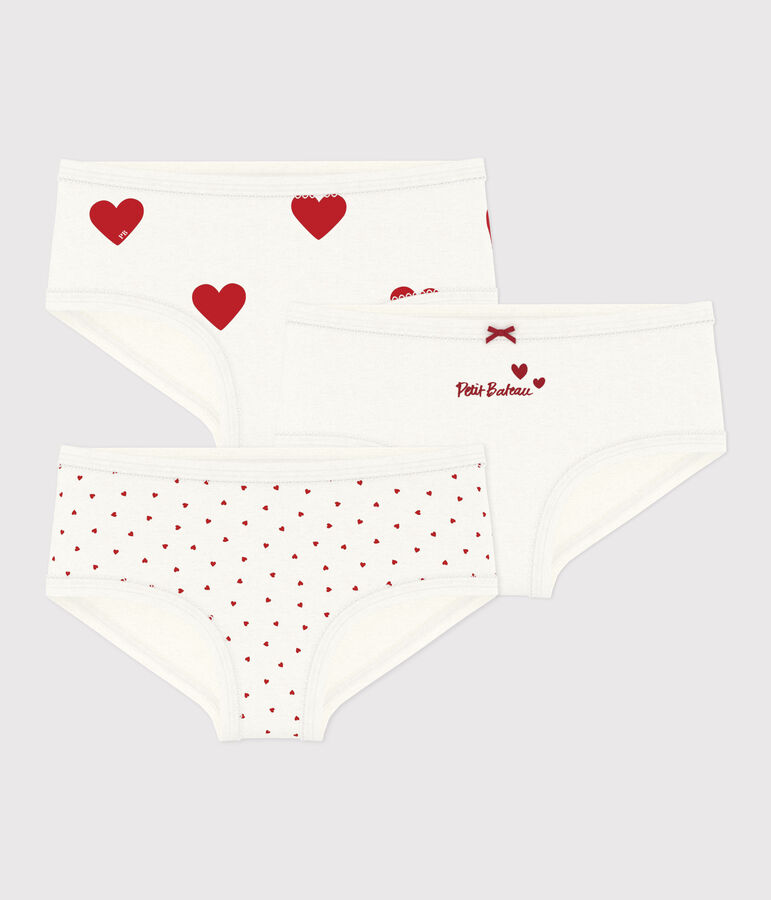 Children's high-waisted cotton heart pattern knickers - 3-Pack multicolor