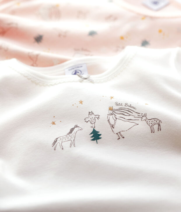 Girls' Princess Print Long-Sleeved Cotton T-Shirts - 2-Pack multicolor