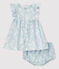 Babies' Organic Poplin Hawaii Print Dress with Bloomers PLEINAIR /MARSHMALLOW