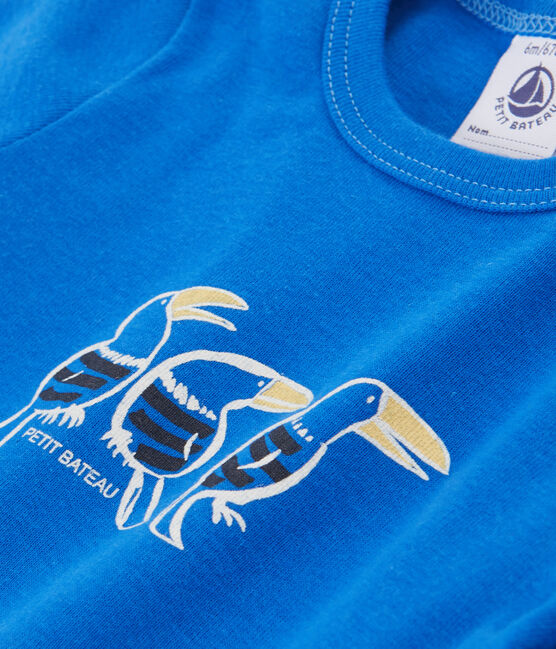 Baby boys' plain T-shirt DELFT blue