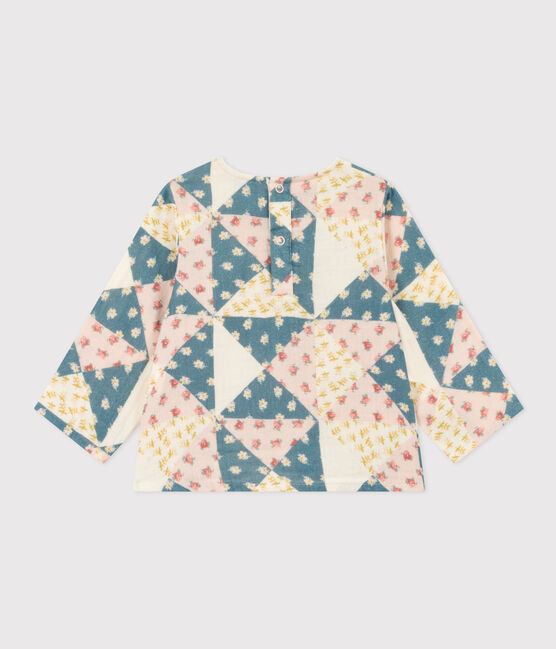 Babies' Long-Sleeved Cotton Gauze Blouse AVALANCHE white/MULTICO