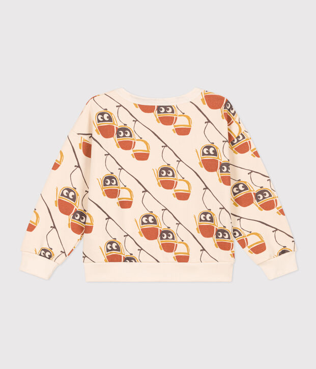 Children's unisex printed fleece sweatshirt Ecru/grey