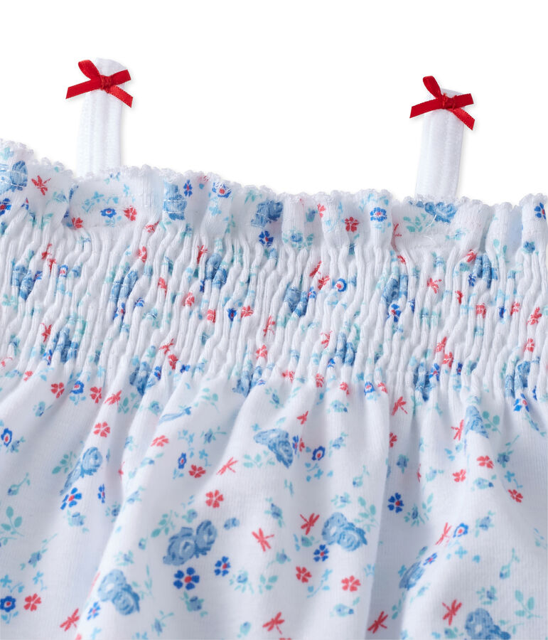 Baby girl's print romper ECUME white/BLEU blue/MULTICO