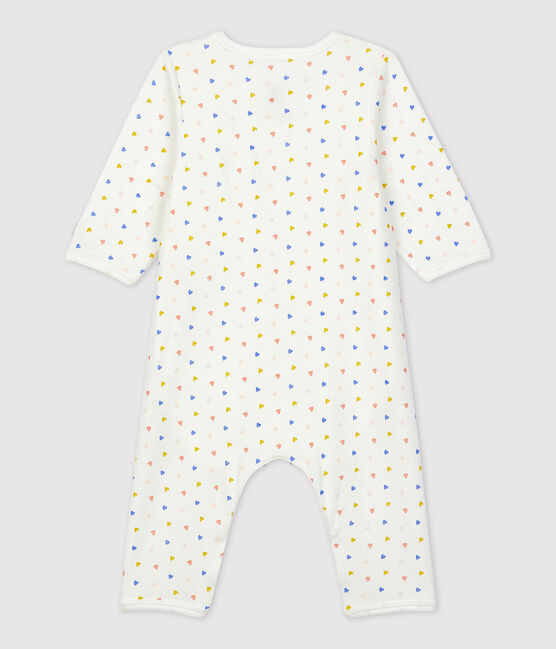 Babies' Footless Organic Cotton Bodyjama MARSHMALLOW white/MULTICO white