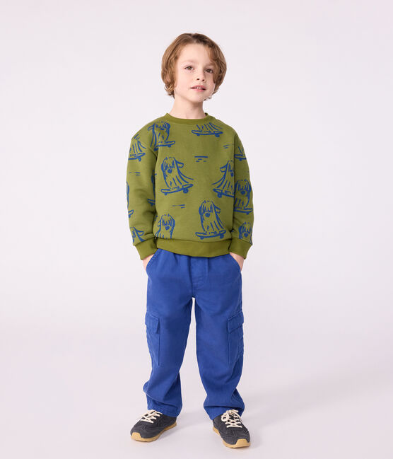 Children's printed cotton sweatshirt CEDAR blue/OLYMPIC