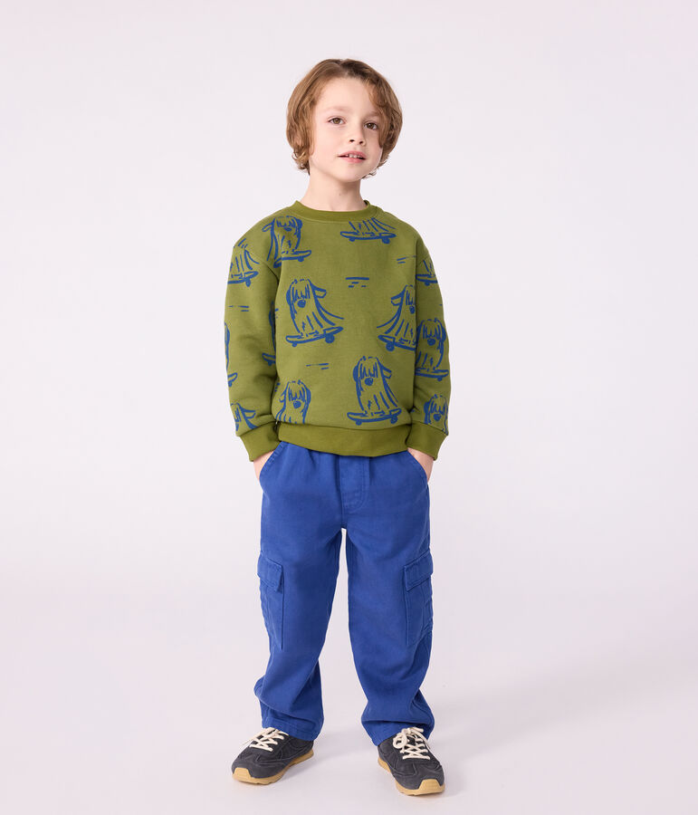 Children's printed cotton sweatshirt green/blue