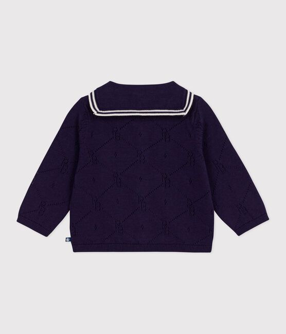 Babies' openwork cotton cardigan with a sailor collar SOIR blue