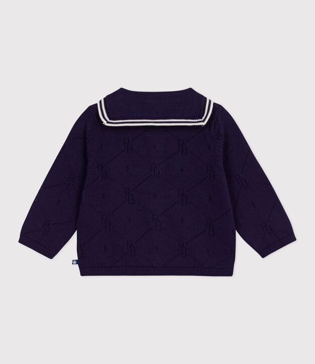 Babies' openwork cotton cardigan with a sailor collar SOIR