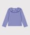 Children's long-sleeved plain T-shirt with a collar purple