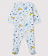 Babies' Blue Animal Print Fleece Sleepsuit