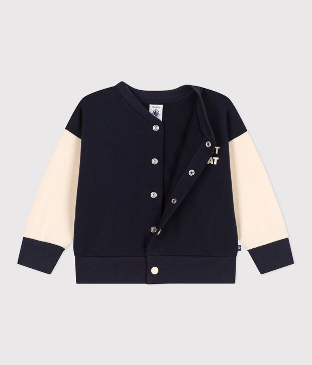 Babies' Fleece Baseball Jacket blue/ecru