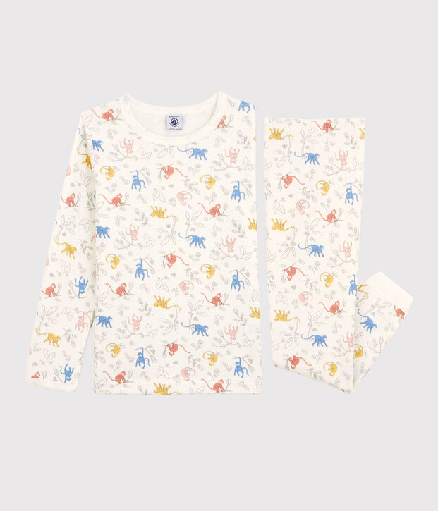 Unisex Multicoloured Monkey Print Organic Cotton Pyjamas white/multicolor