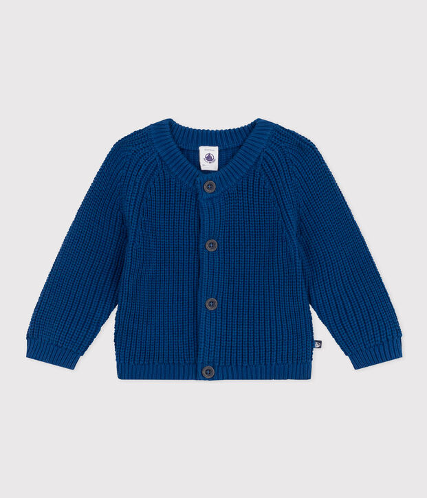 Babies' Knitted Cotton Cardigan blue