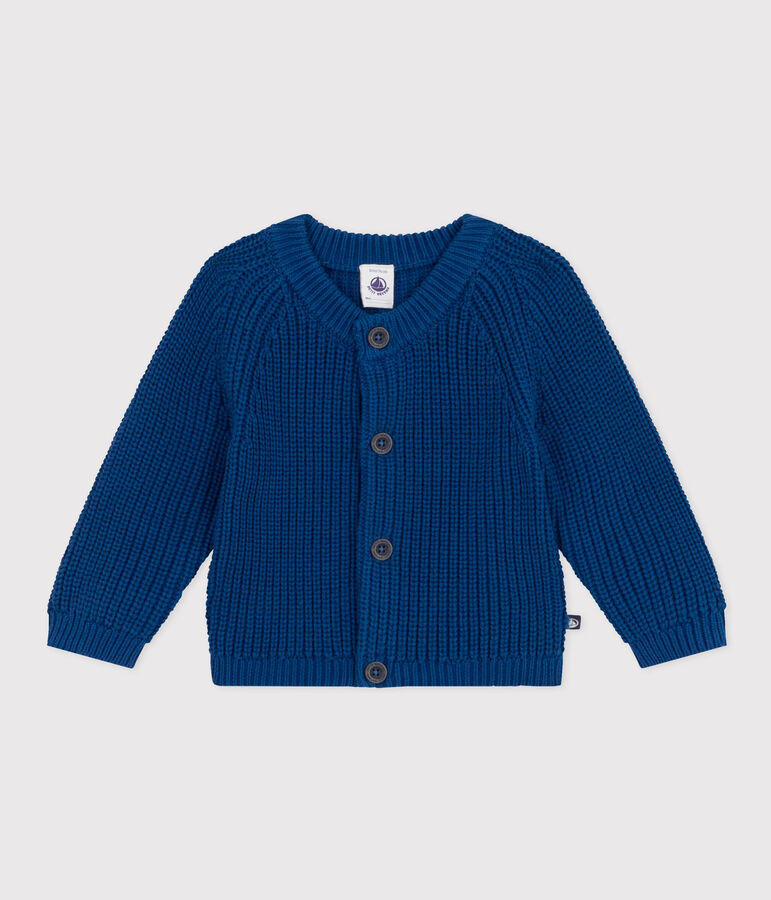 Babies' Knitted Cotton Cardigan blue