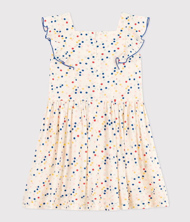 Girls' Sleeveless Printed Poplin Dress white/multicolor