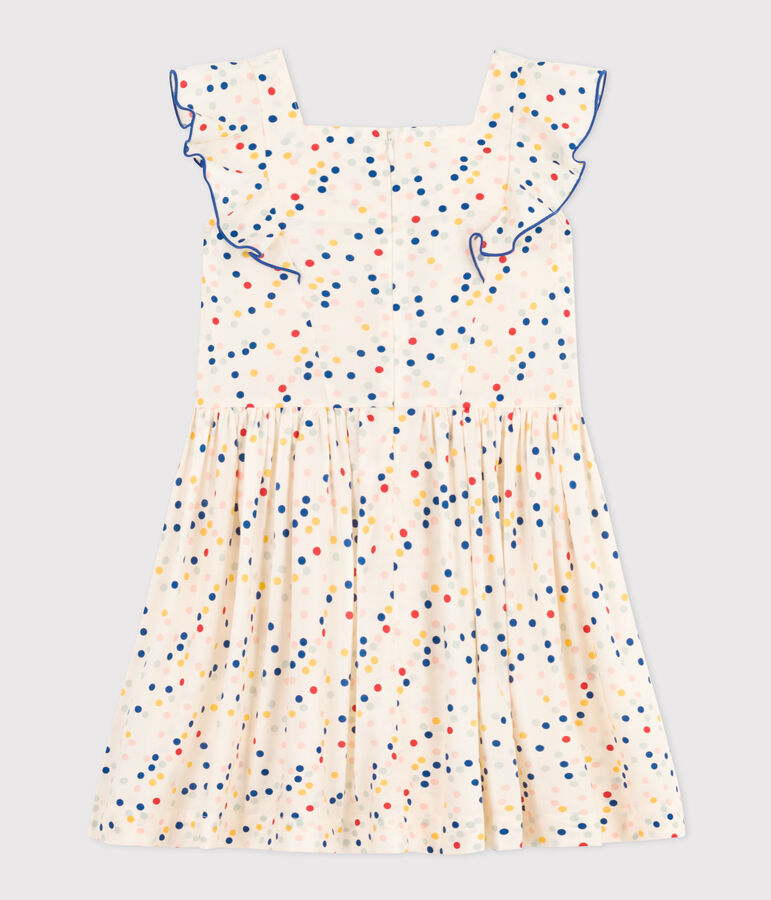 Girls' Sleeveless Printed Poplin Dress white/multicolor