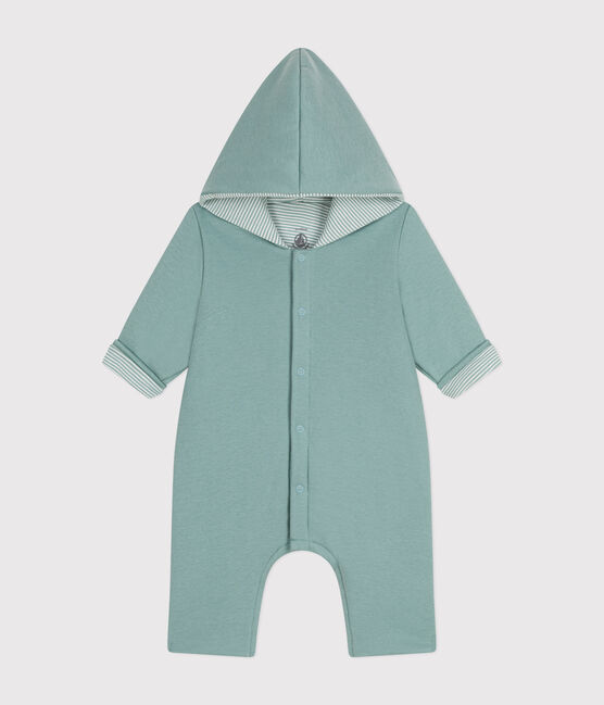 Babies' padded hooded cotton jumpsuit PAUL green
