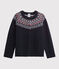 Girls' wool and cotton cardigan SMOKING blue/MULTICO white
