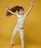 Girls' Watercolour Flowers Cotton Pyjamas MARSHMALLOW white/MULTICO white