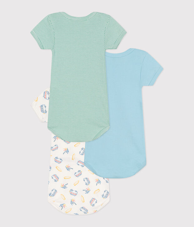 Babies' short-sleeved van design cotton bodysuits - 3-Pack multicolor
