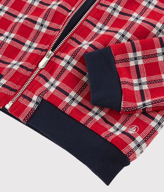 Girls' Checked Cardigan TERKUIT red/MULTICO white