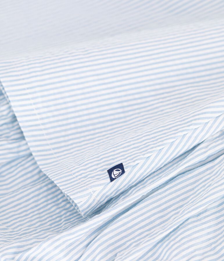 Babies' short cotton dress with its own stripy bloomers MARSHMALLOW blue/FLO