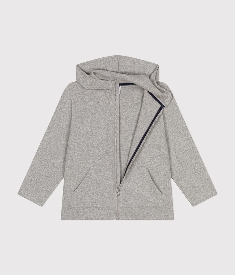 Boys' Cotton Rib Zip-Up Hoodie CHATON CHINE grey