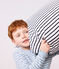 Children's stripy cotton terry pyjamas blue/ecru