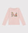 Little girls' long-sleeved rib knit T-shirt SALINE pink