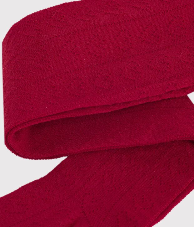 Openwork cotton tights with hearts red