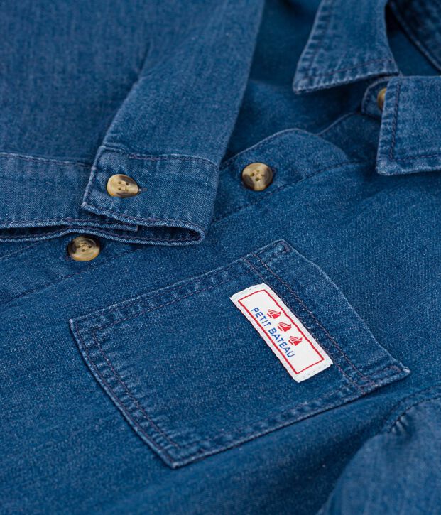 Children's plain denim shirt blue