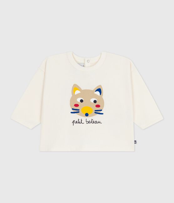 Babies' long-sleeved T-shirt with a cat design MILK /MULTICO