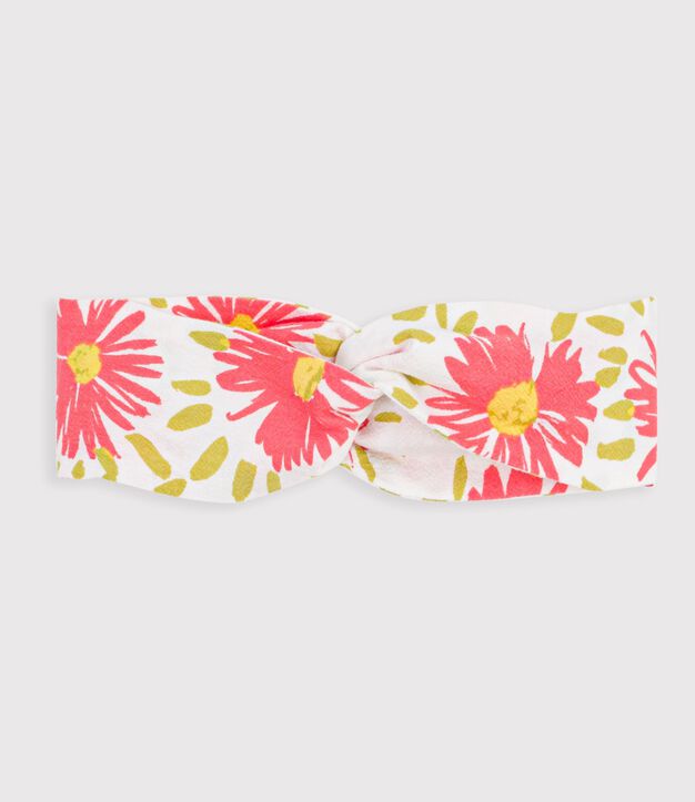 Baby girl's  floral print cr&ecirc;pe headband white/multicolor